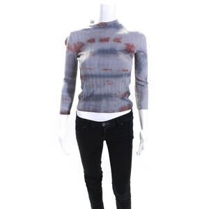 Ply-Knits Womens Grey Printed Fukase Sweater Size 4 12409530